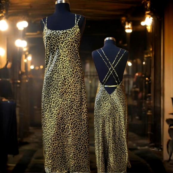 90s Victoria's Secret Leopard Maxi Sz M - Picture 1 of 5
